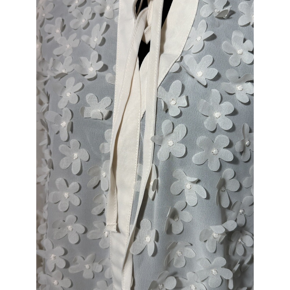 Adrianna Papell 3D White Floral Blouse Medium Cottagecore Fairy Festival Fall - Picture 2 of 8